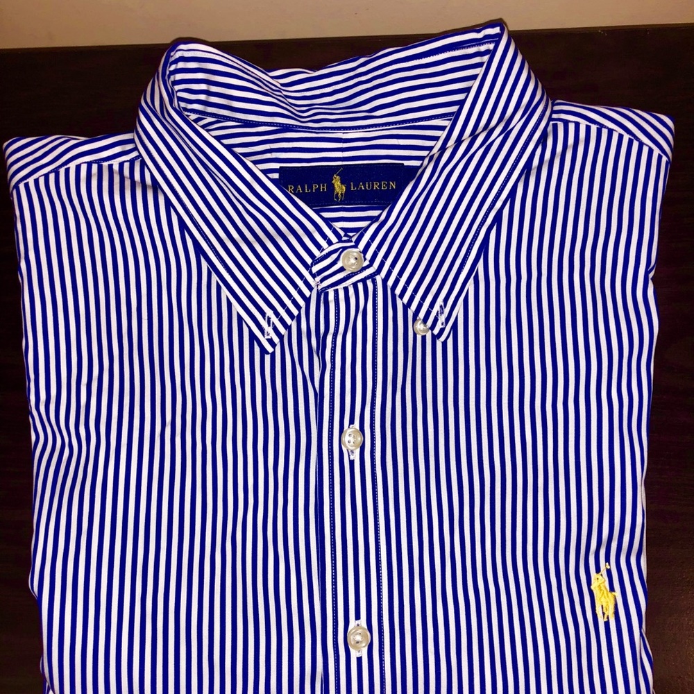 XXL POLO RALPH LAUREN DRESS SHIRT (BLUE,WHTE,YLLW)